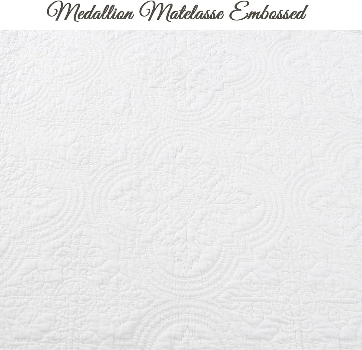 Cozy Line Home Fashions 100% Cotton Victorian Medallion Solid White Matelasse Embossed Bedding Quilt Set, Reversible Lightweight Bedspread, Coverlet for All Season (Blantyre - White, Twin - 2 Piece)