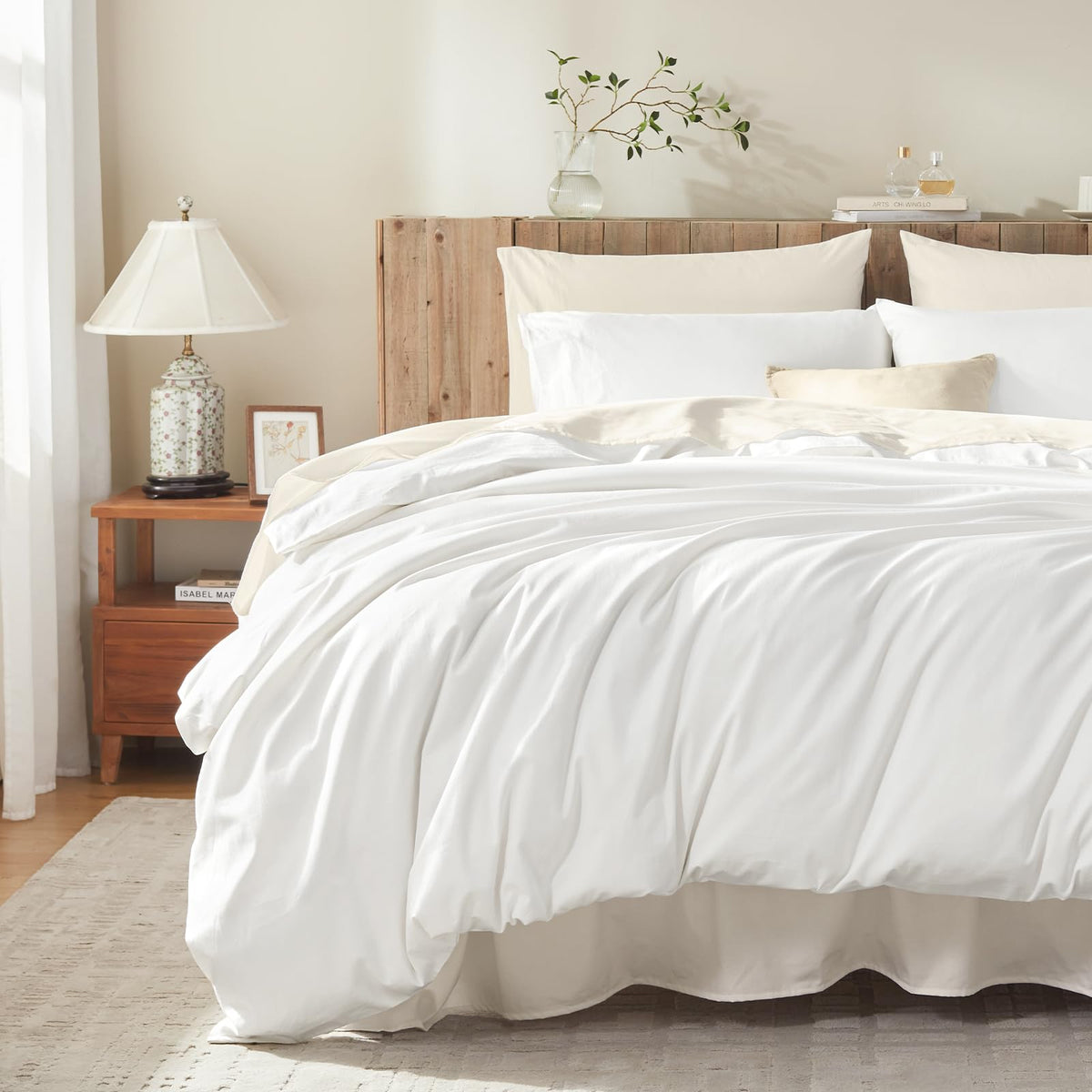 Cream White Duvet Cover Queen Size Ultra Soft 100% Egyptian Cotton