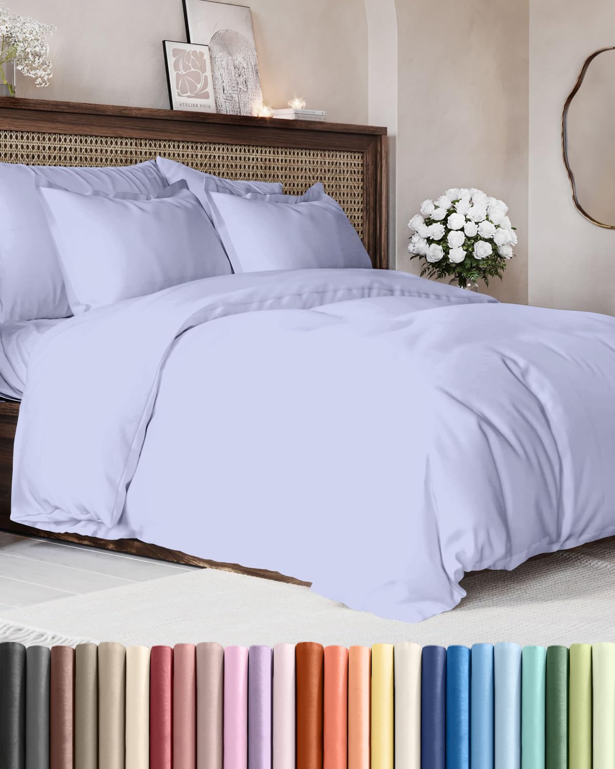 Duvet Cover Queen Size - Extra Soft 3 Piece with Zipper Closure - White