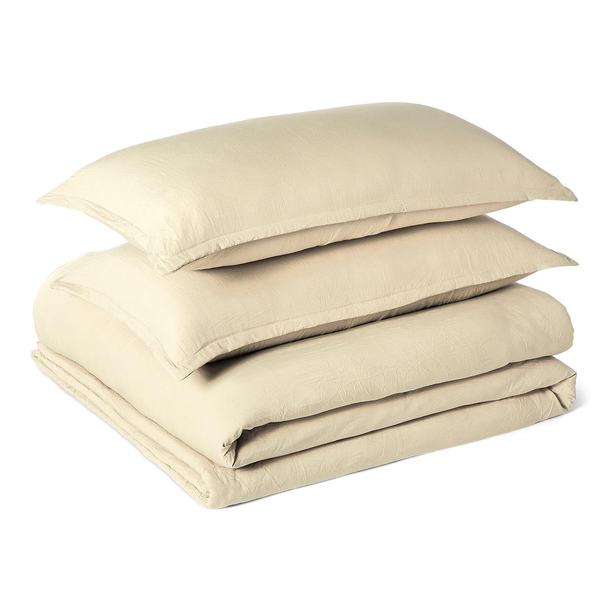 Amazon Basics Brushed Microfiber Quilt Set, Extra Soft with Natural Texture, 2-Piece, Twin/Twin XL, Beige