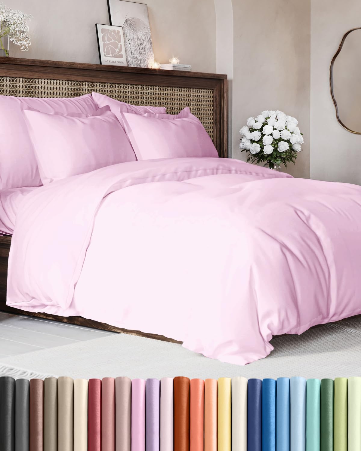 Duvet Cover Queen Size - Extra Soft 3 Piece with Zipper Closure - White