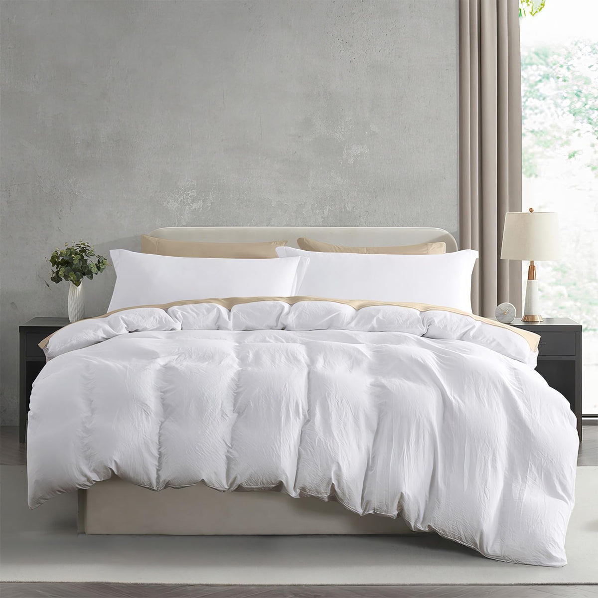 Nestl White Duvet Cover Queen Size - Soft Double Brushed Queen Duvet Cover Set, 3 Piece, with Zipper Closure, 1 Duvet Cover 90x90 inches and 2 Pillow Shams