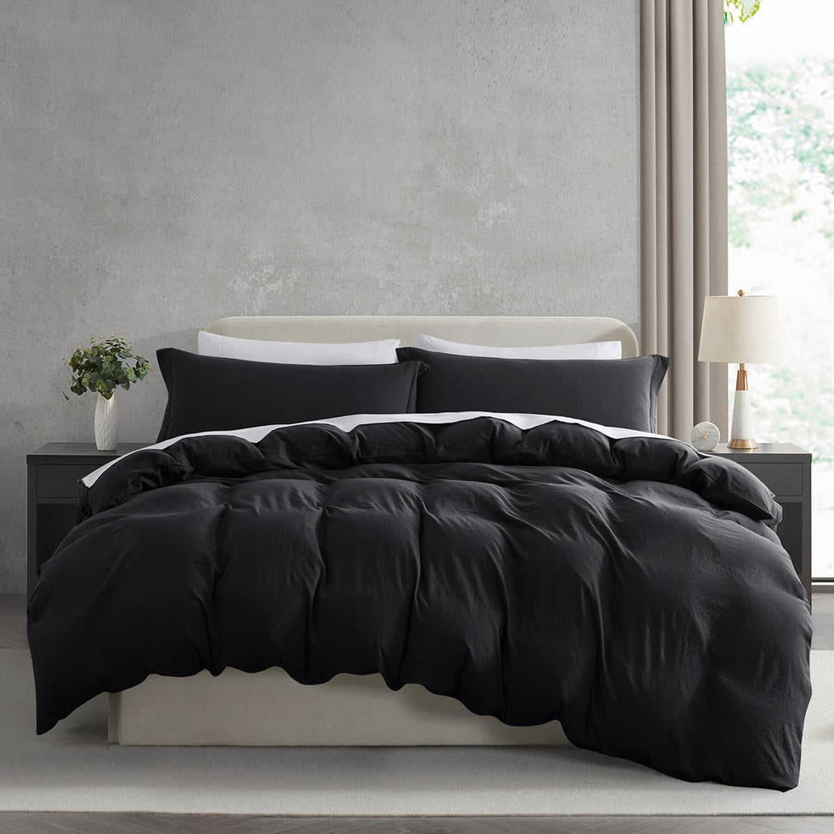 Nestl White Duvet Cover Queen Size - Soft Double Brushed Queen Duvet Cover Set, 3 Piece, with Zipper Closure, 1 Duvet Cover 90x90 inches and 2 Pillow Shams