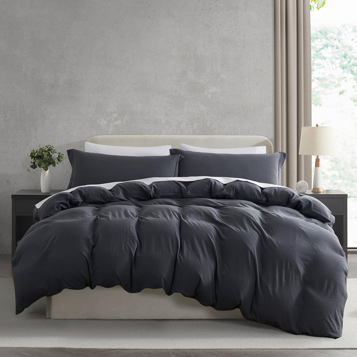 Nestl White Duvet Cover Queen Size - Soft Double Brushed Queen Duvet Cover Set, 3 Piece, with Zipper Closure, 1 Duvet Cover 90x90 inches and 2 Pillow Shams