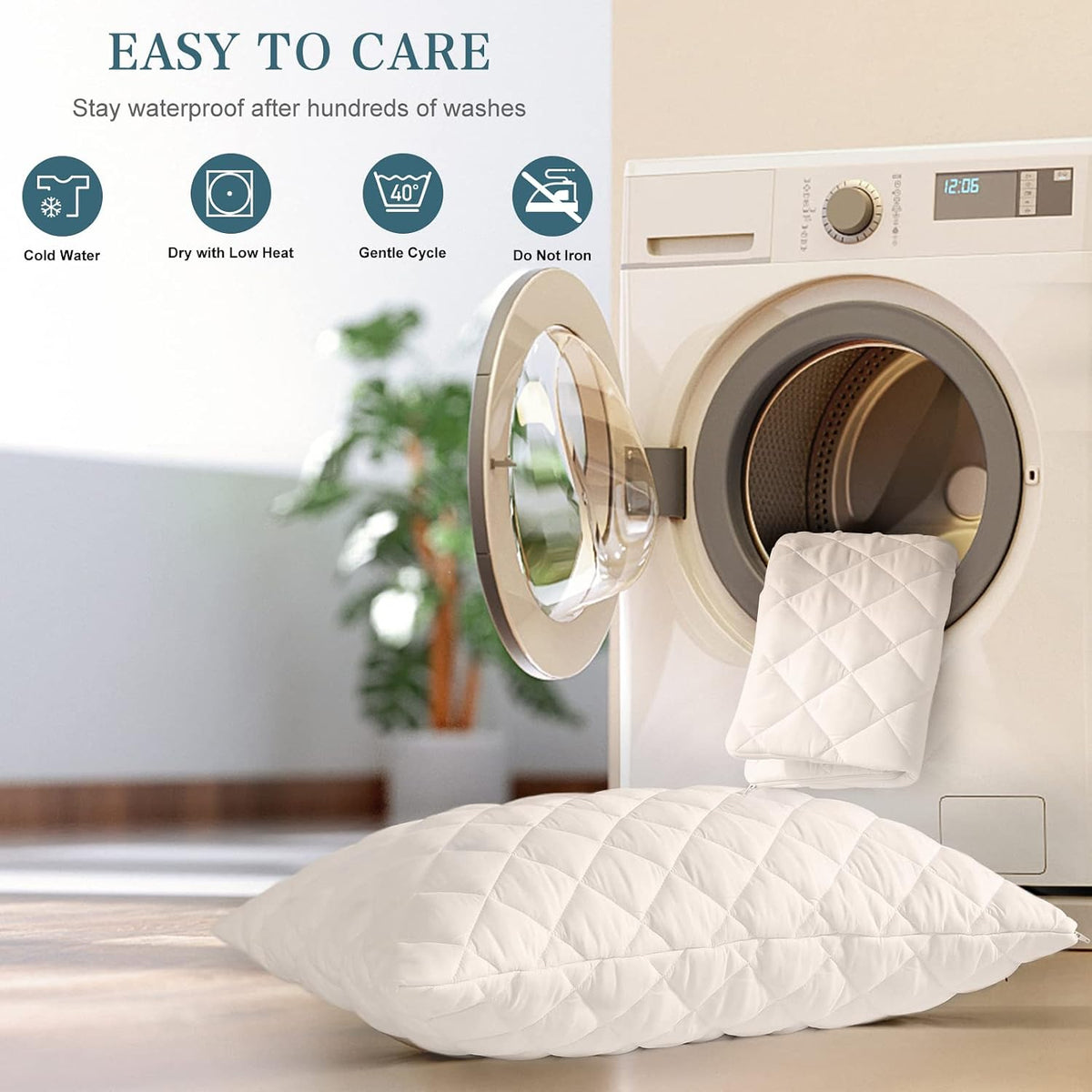 UNILIBRA 2 Pack Waterproof Pillow Protector Quilted Queen Size(21"X30")