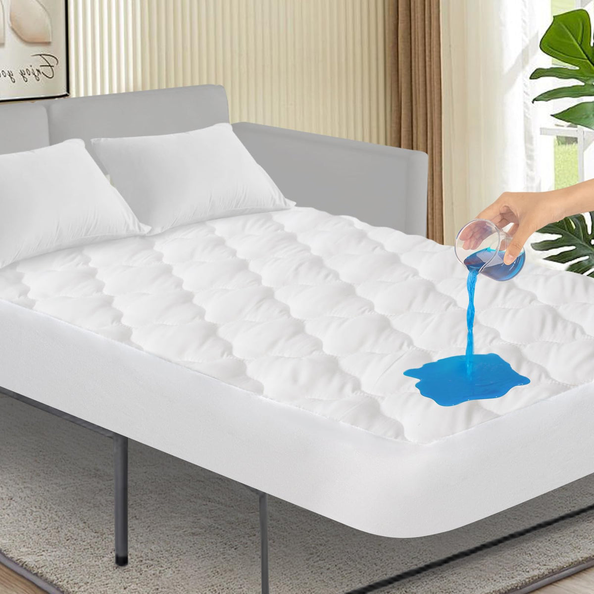 Mattress Protector Pad Cover Waterproof Twin Size Quilted for Single Bed
