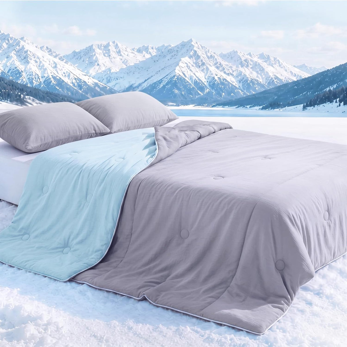Newwiee Cooling Comforter Queen Size for Dorm Room, Blue