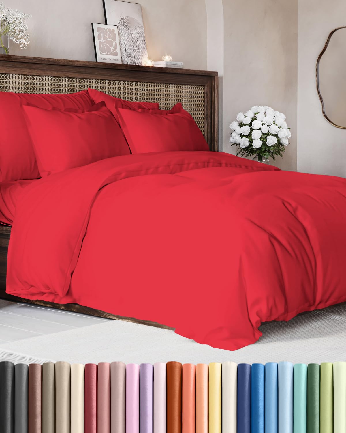 Duvet Cover Queen Size - Extra Soft 3 Piece with Zipper Closure - White