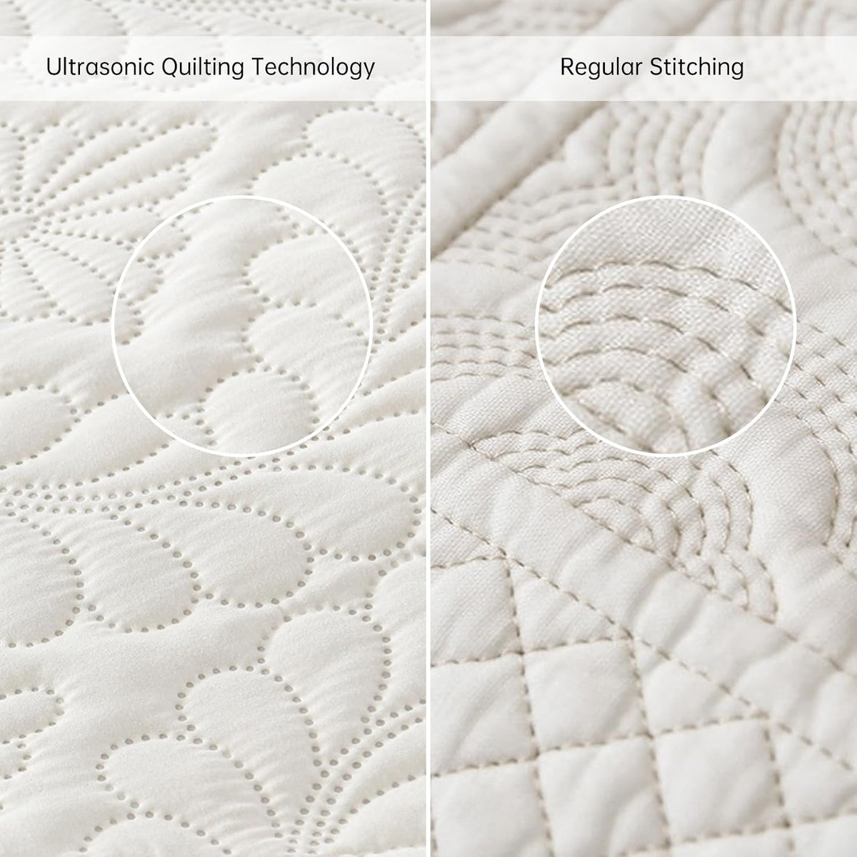 DJY Quilts Queen Size, Ruffled Reversible Bedding Set, Beige