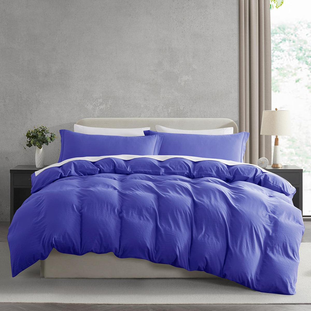 Nestl White Duvet Cover Queen Size - Soft Double Brushed Queen Duvet Cover Set, 3 Piece, with Zipper Closure, 1 Duvet Cover 90x90 inches and 2 Pillow Shams