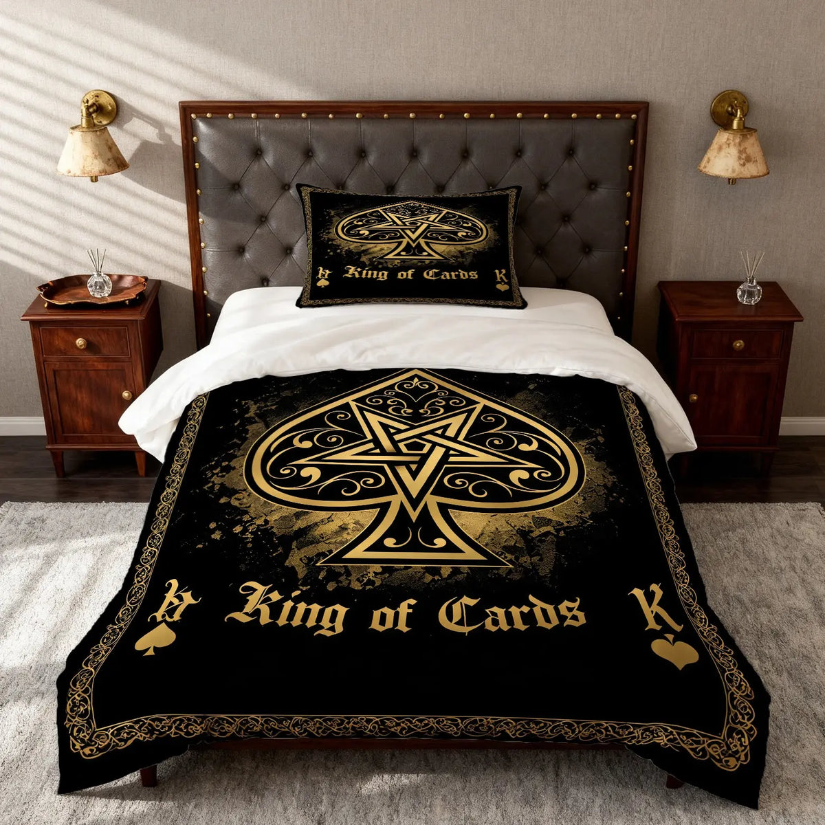 Gothic Ace Of Spades Poker Printed Duvet Cover Set, 2/3 Pack (1 Duvet Cover + 1/2 Pillowcases, No Inserts), Soft Cozy Bedding, Theme Bedding Set, for Teen and Adult Bedrooms, Perfect Gift for Boys