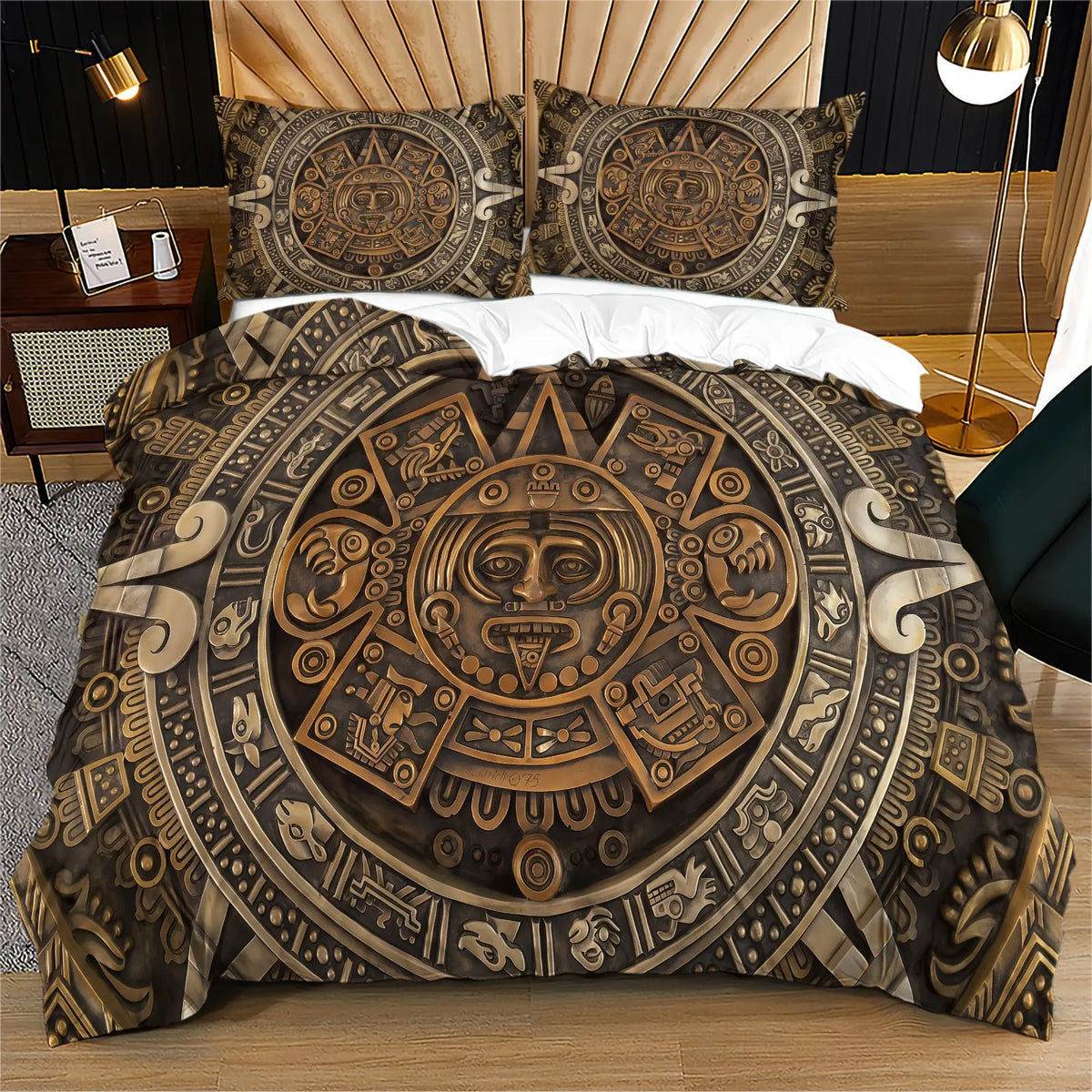 Aztel Sunstone Pattern Duvet Cover Set, Soft And Comfortable Bedding Set, Including 1 Duvet Cover And 1 Or 2 Pillowcases (Not Including Fillers), Suitable For Teenagers And Adults, Bedroom, Apartment, Guest Room, Dormitory Scene