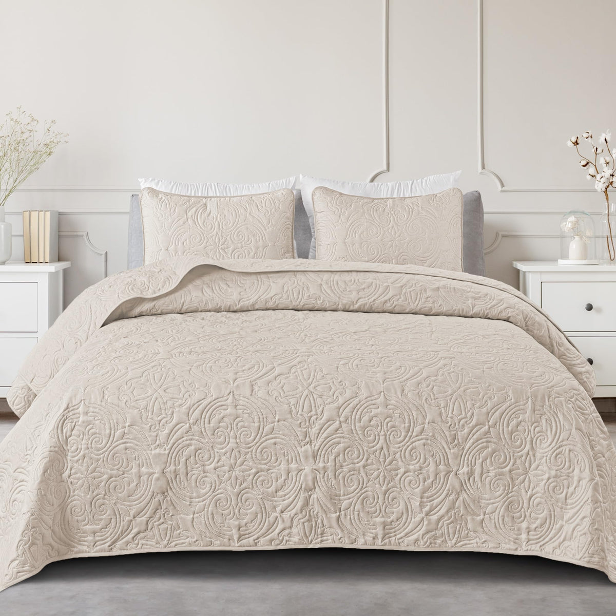 Exclusivo Mezcla 3 Piece Quilts Queen Size Bedding Set, Blush Pink