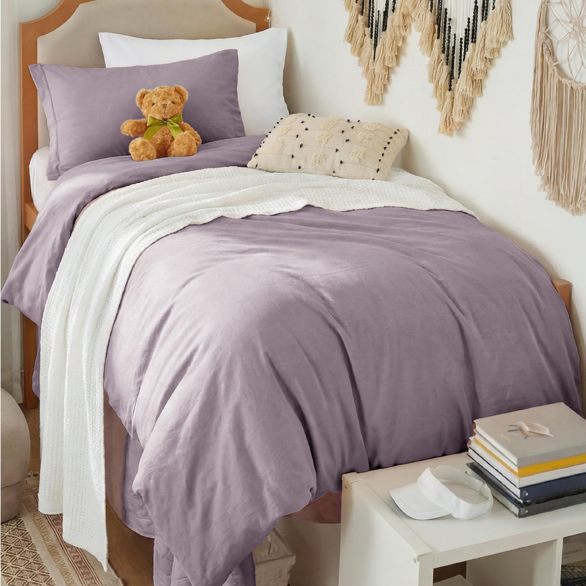 Bedsure Prewashed Twin/Twin XL Duvet Cover, Cotton-Like Bedding Set, White
