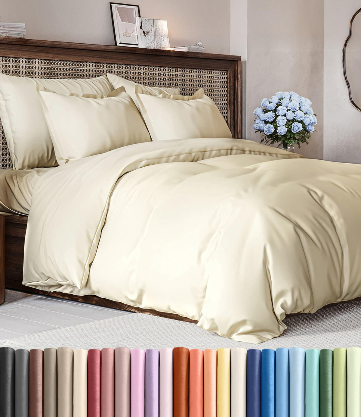Duvet Cover Queen Size - Extra Soft 3 Piece with Zipper Closure - White