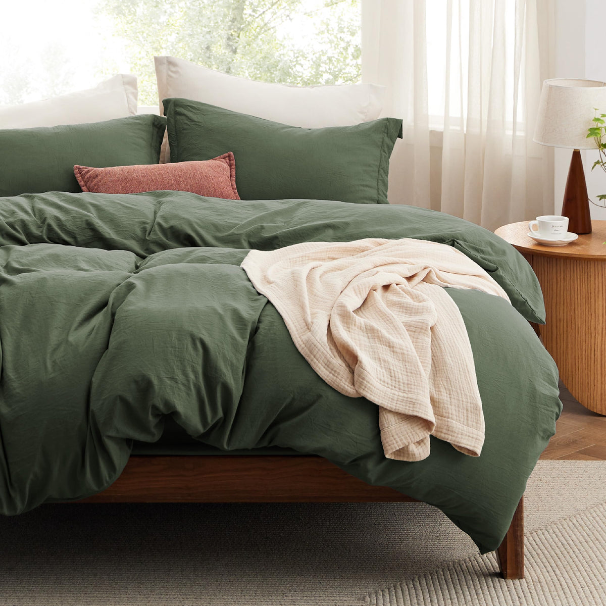 Bedsure Prewashed Twin/Twin XL Duvet Cover, Cotton-Like Bedding Set, White