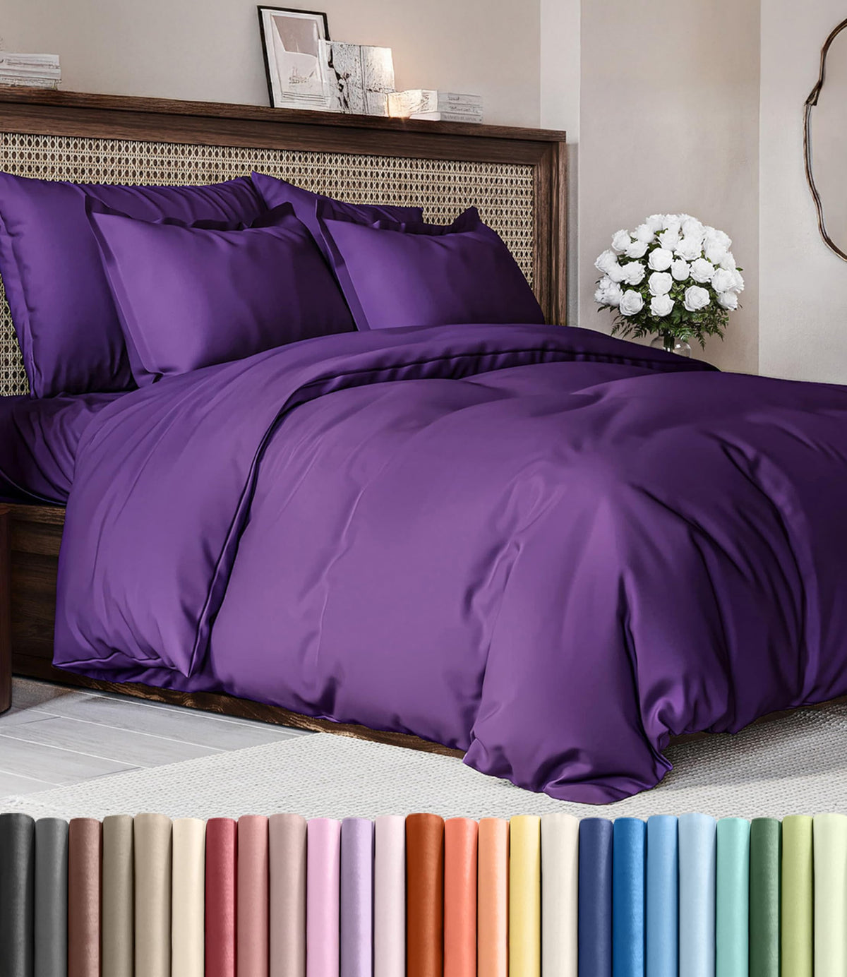 Duvet Cover Queen Size - Extra Soft 3 Piece with Zipper Closure - White