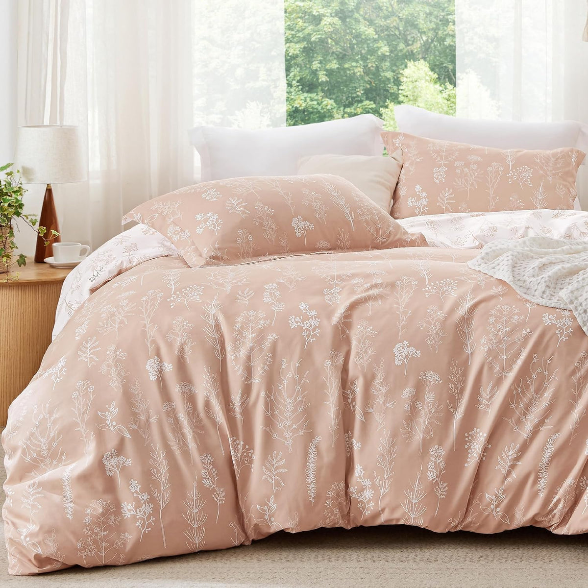 Bedsure Floral Comforter Set Cute Bedding Set Twin/Twin XL Reversible Black