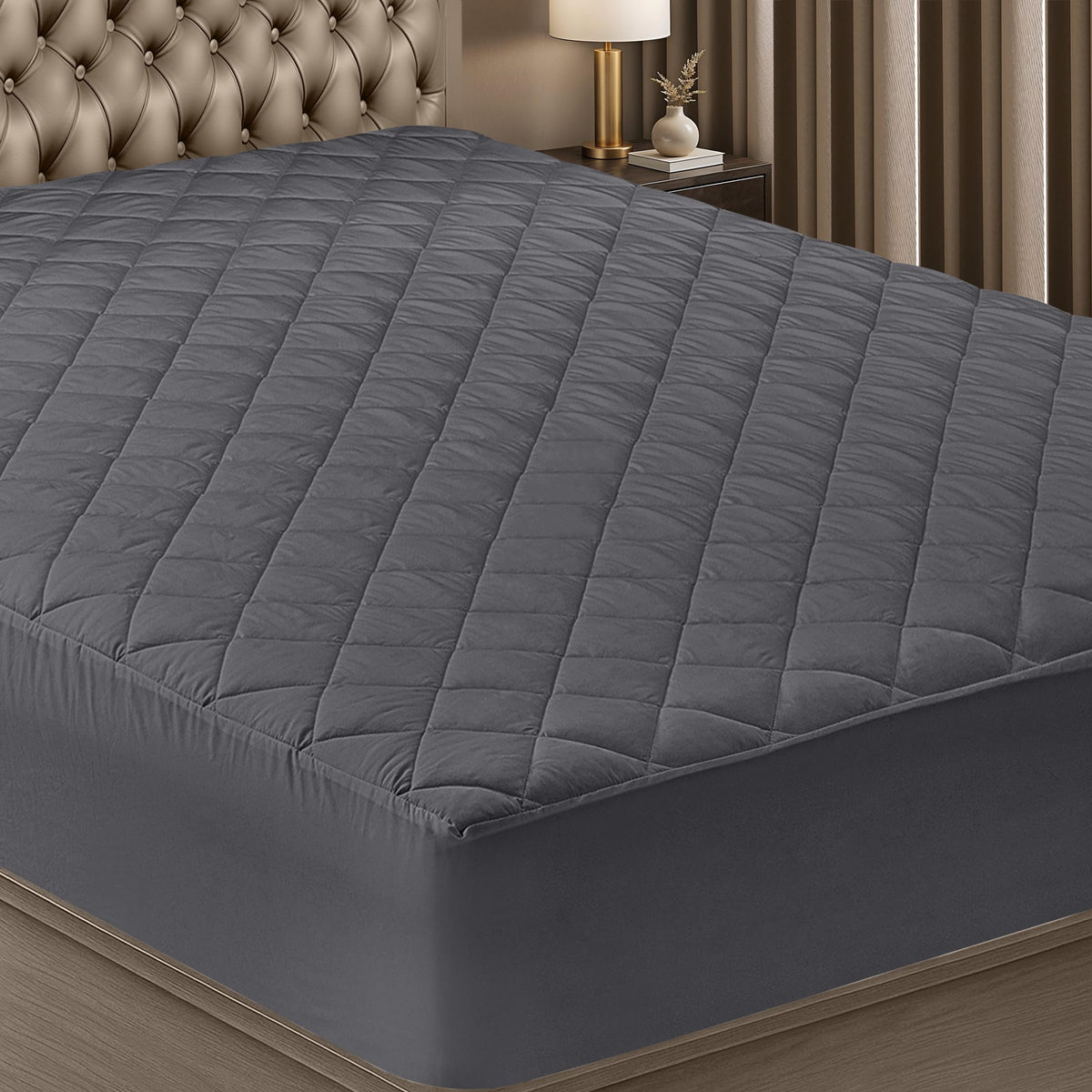 King Mattress Pad, Quilted Mattress Protector Topper fits 16" Deep Pocket