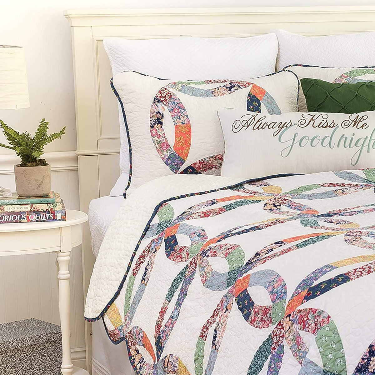 C&F Home Heritage Double Wedding Ring Patchwork Cotton Blend Twin Quilt Set
