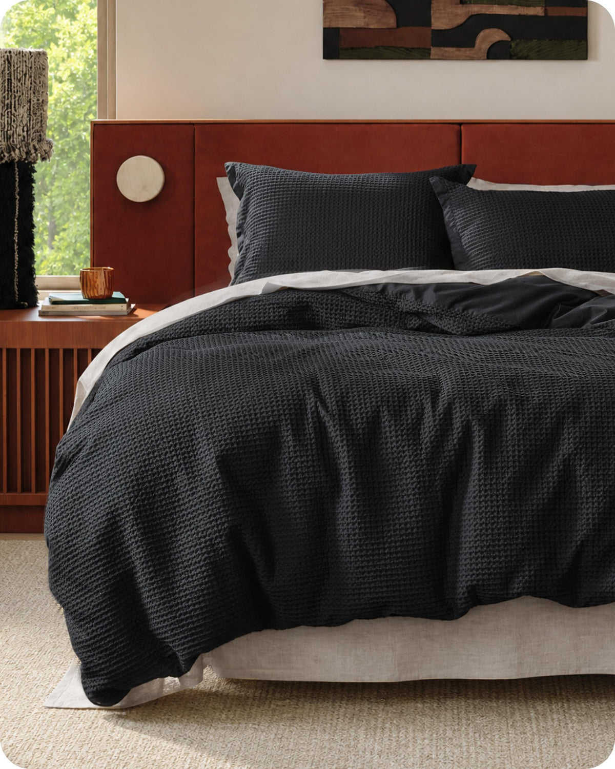 Bedsure PureWoven 3 Pieces 100% Cotton Waffle Weave Duvet Cover Set, Queen