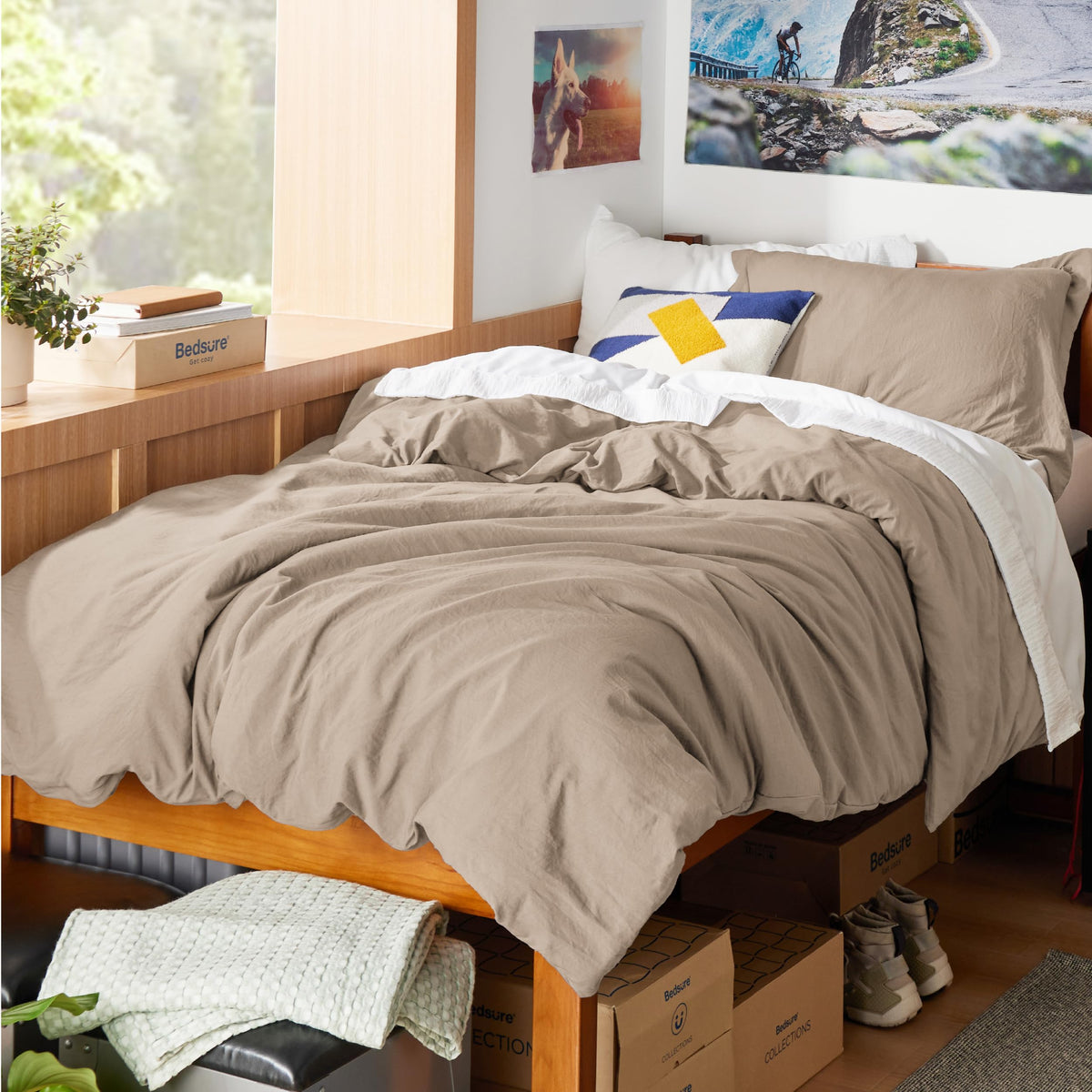 Bedsure Prewashed Twin/Twin XL Duvet Cover, Cotton-Like Bedding Set, White