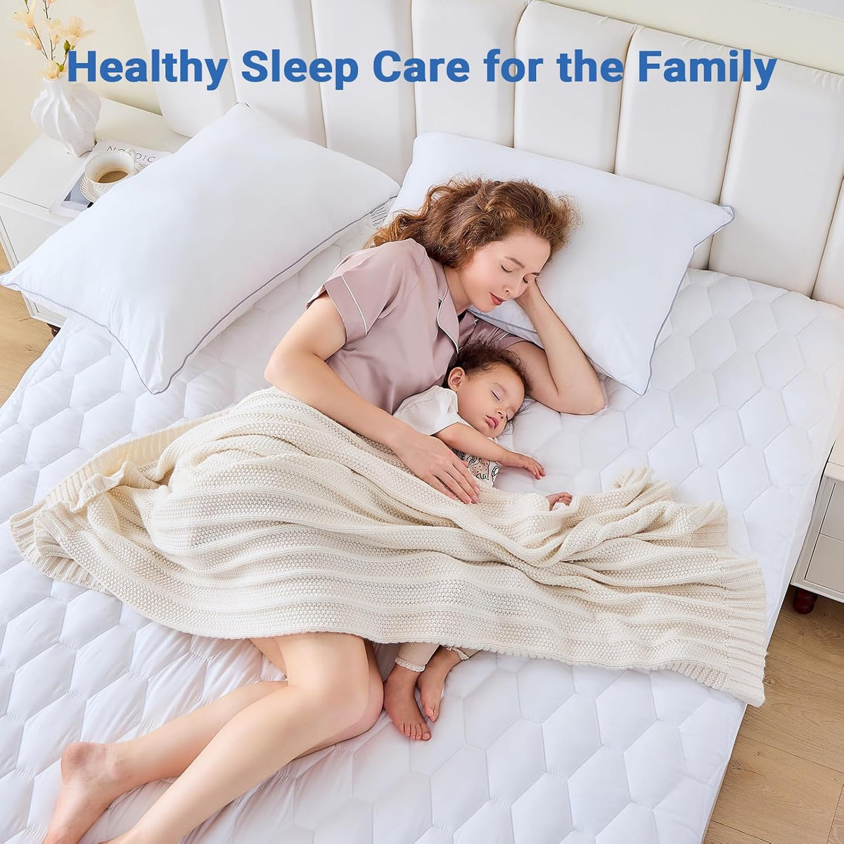 MUXHOMO Queen Mattress Protector, 100% Waterproof Quilted Mattress Cover Queen Size Bed, Noiseless Soft & Cooling Mattress Pad Cover, Deep Pocket 6"-21", White