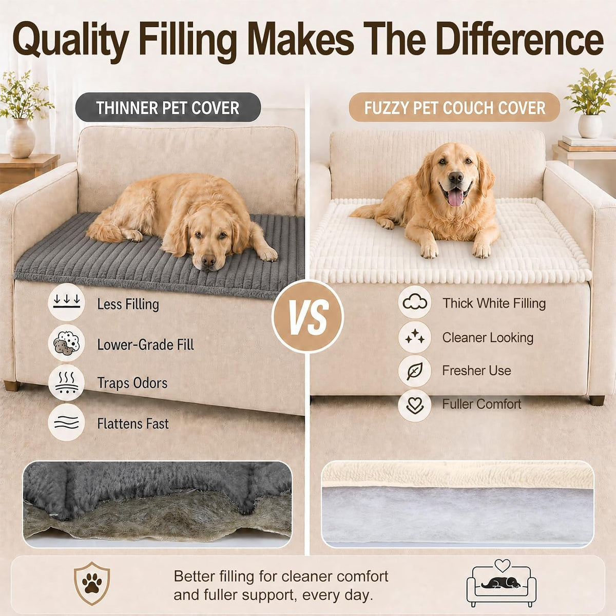 decorUhome Couch Cover for Dogs, Non Slip Fuzzy Thick Pet Sofa Protector