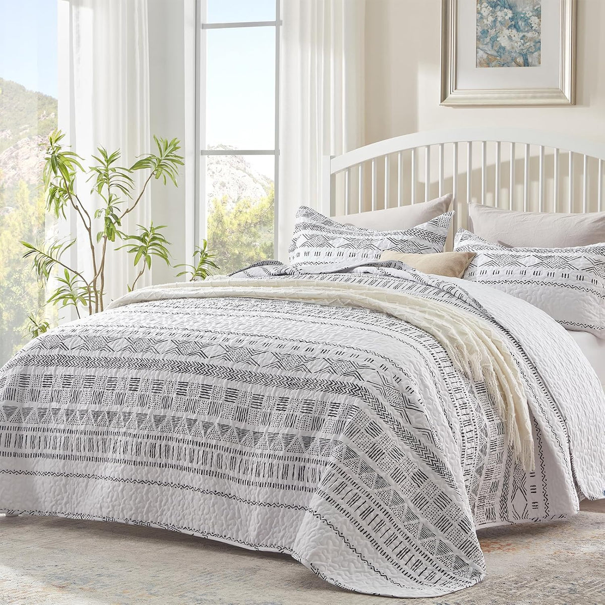 SunStyle Home Floral Queen Quilt Bedding Set, Lightweight Bedspreads,Boho