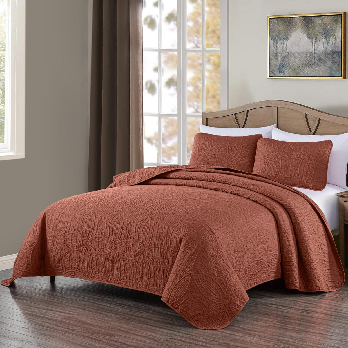Chezmoi Collection Austin 3-piece Oversized Bedspread Coverlet Set (Queen, Teal)
