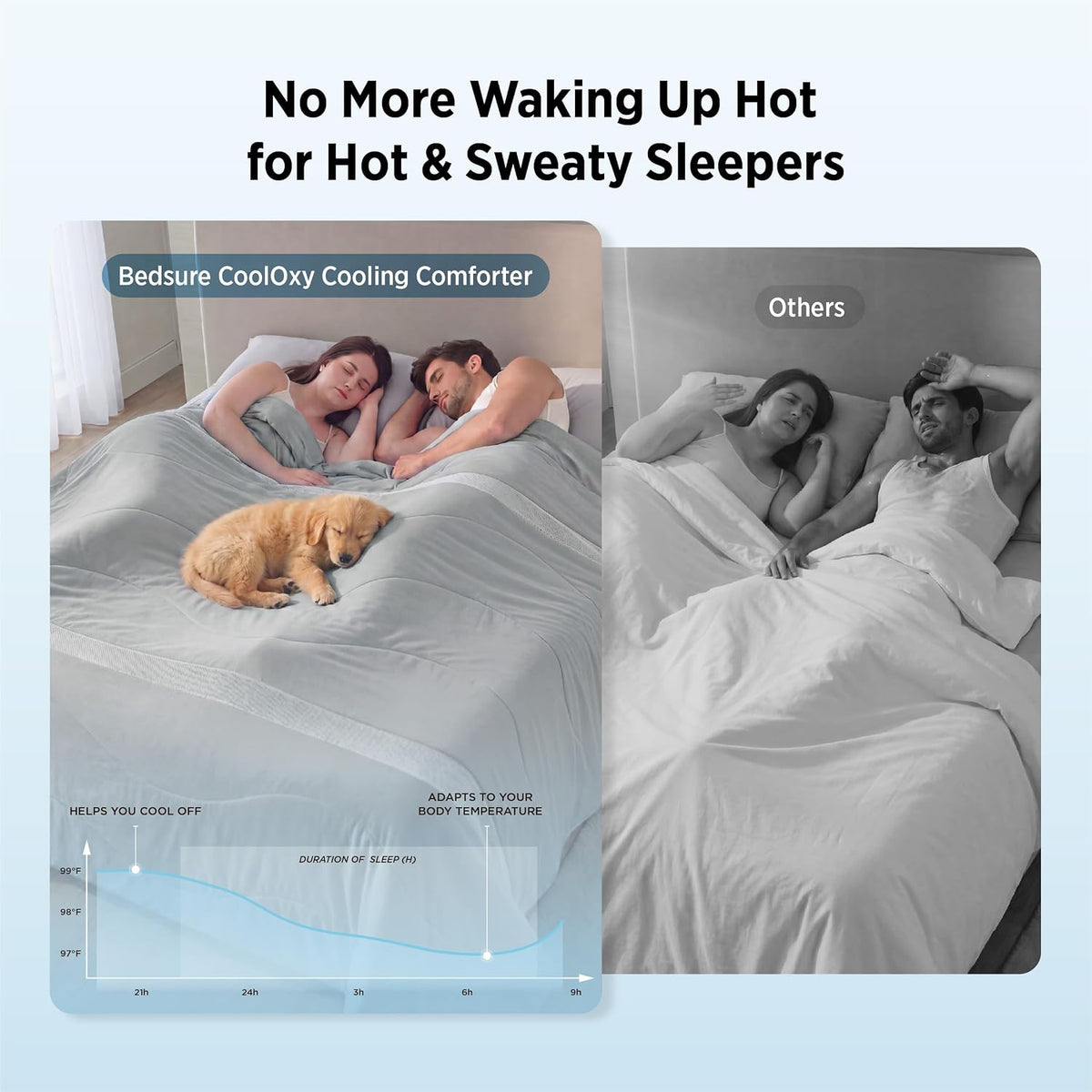 Bedsure CoolOxy Cooling Comforter King, 4X Breathable & Q-Max>0.45, Grey