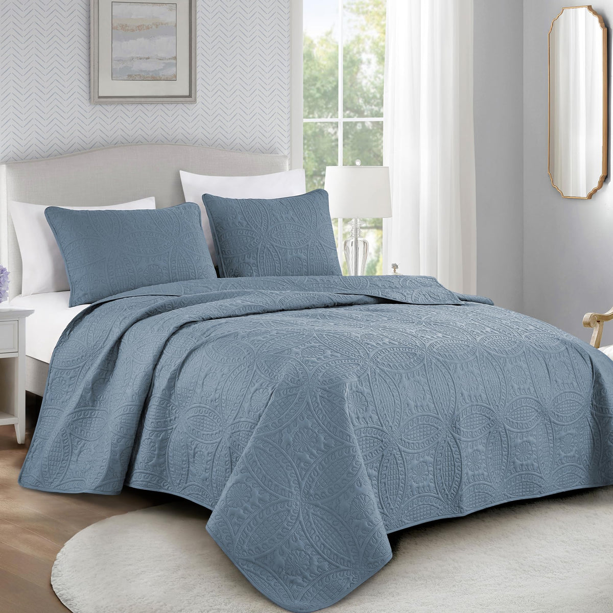 Chezmoi Collection Austin 3-piece Oversized Bedspread Coverlet Set (Queen, Teal)