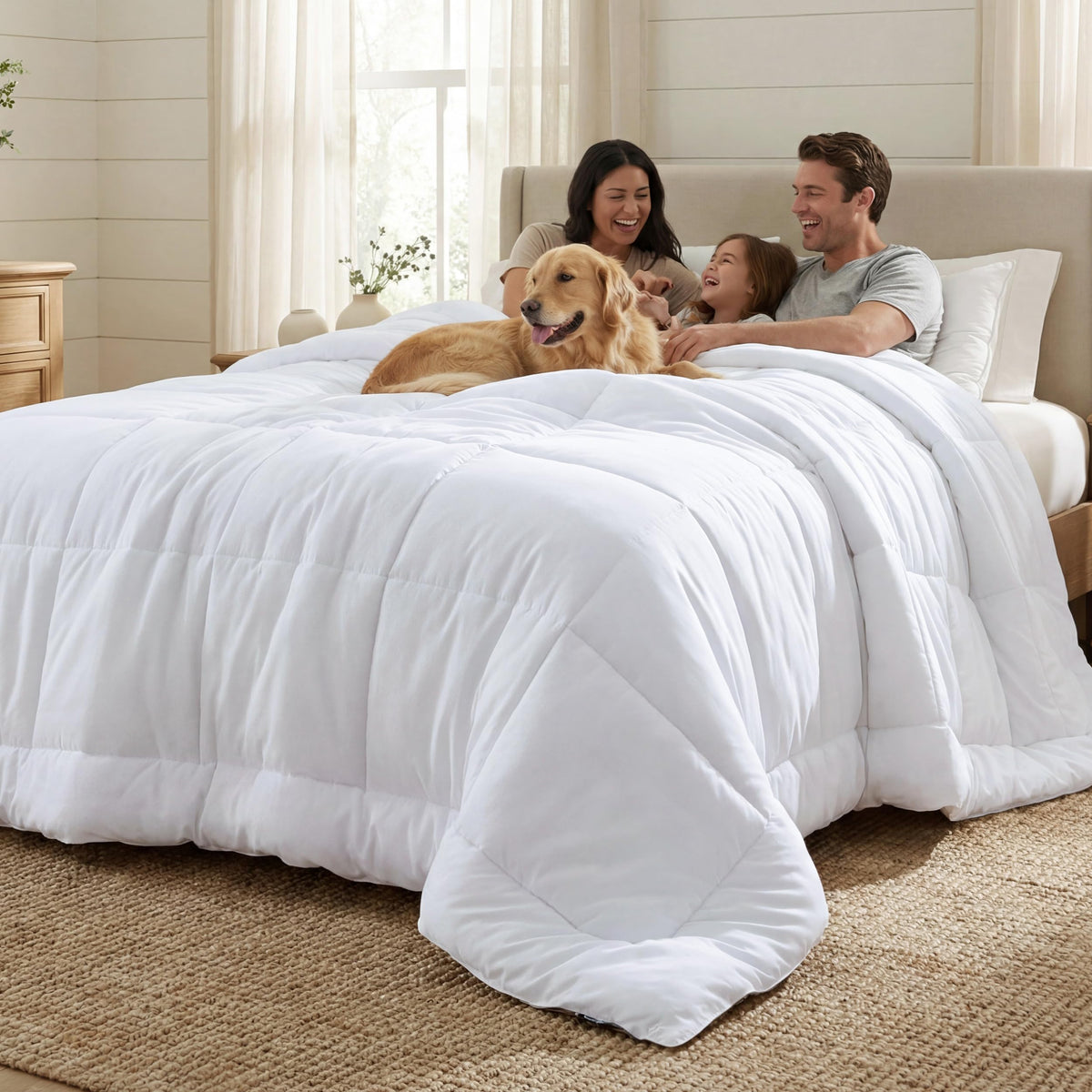 Bedsure King Comforter Duvet Insert - Bed Comforter Quilted, White