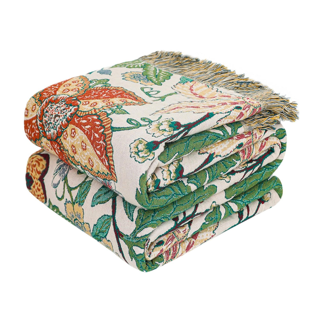 Boho Throw Blanket, 100% Cotton Lightweight Throws for Couch 50"x60"