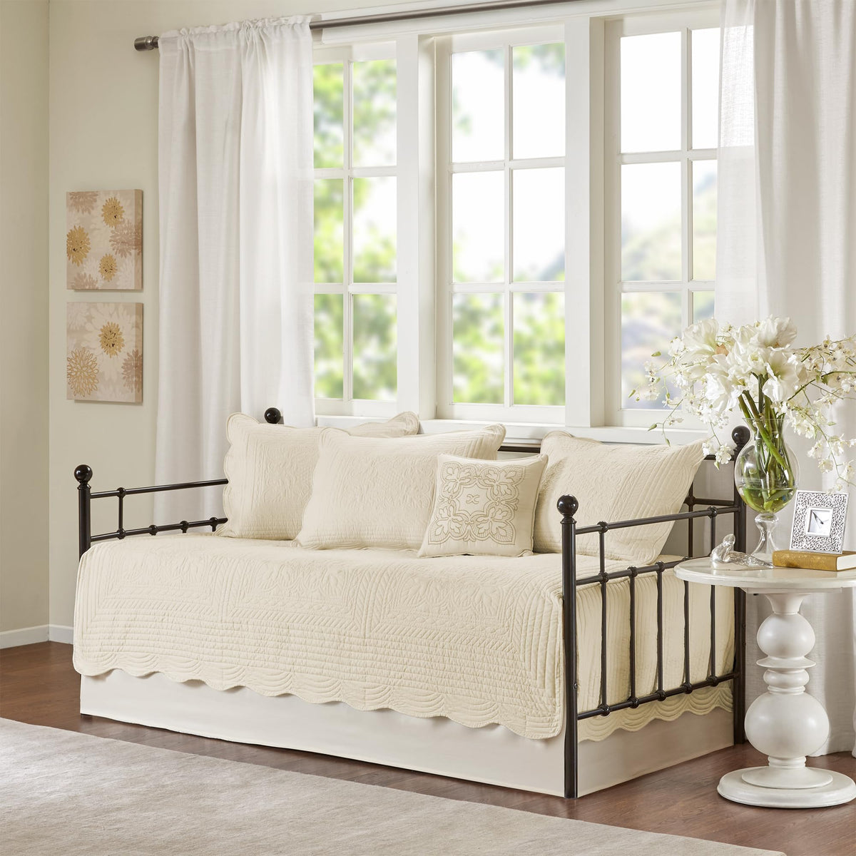Madison Park Coastal Damask Quilted Daybed Cover Set, 6PC, 39"x75"