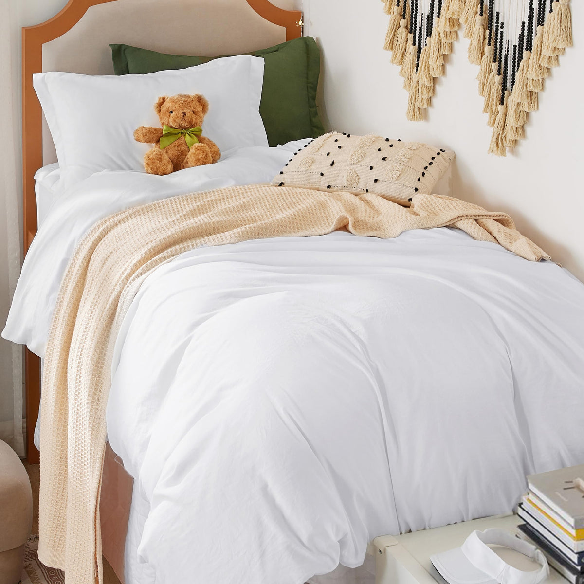 Bedsure Prewashed Duvet Cover Full, Cotton-Like Soft Bedding Set, White