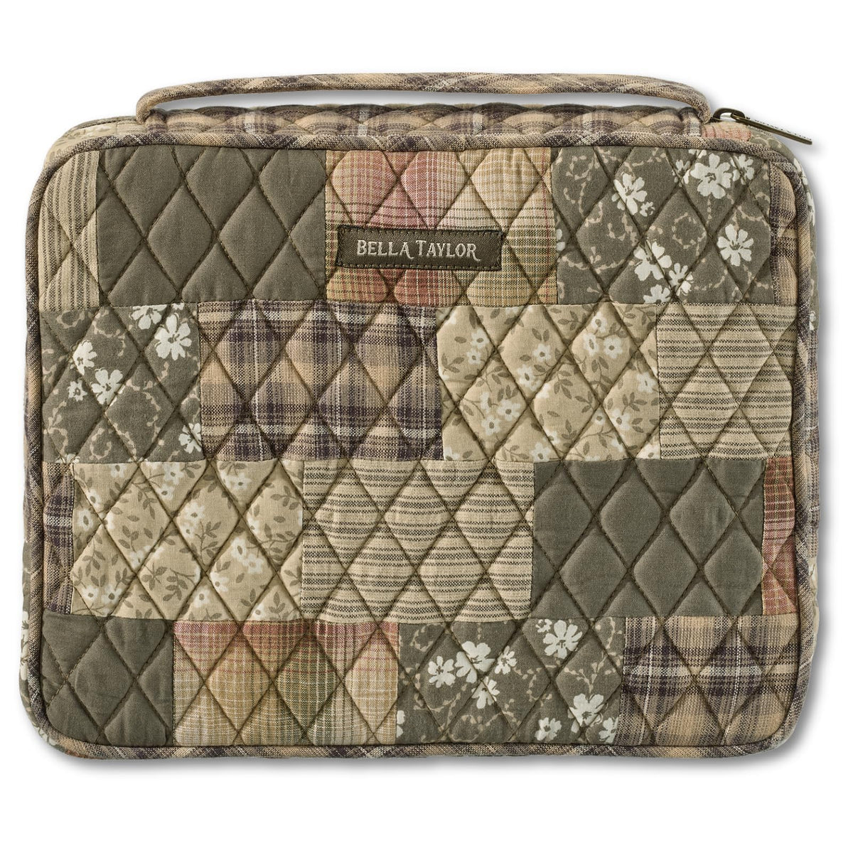 Bella Taylor Bible Cover, Quilted Bible Case, Khaki Patchwork