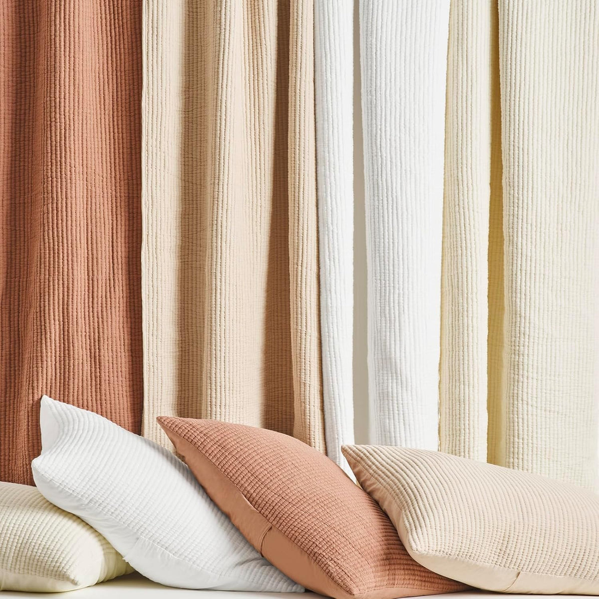 EVERGRACEHOME Cotton Ribbed Matelassé Coverlet Set, Queen Size, Clay