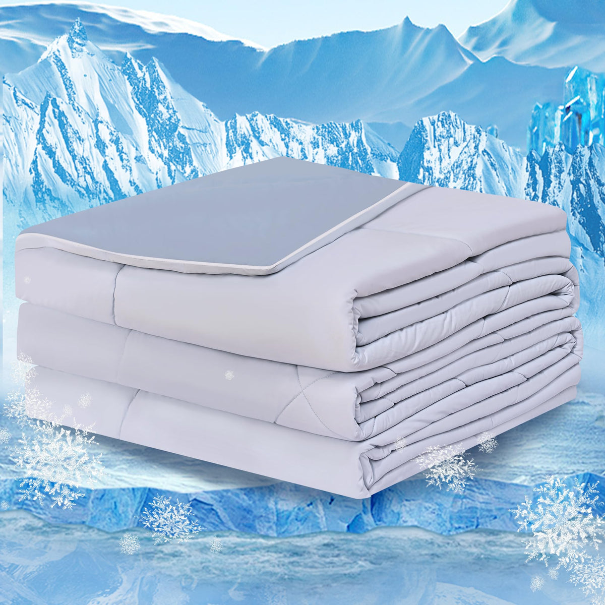 Grey Cooling Comforter Queen Size(90"x90"),Double Sided Cooling Comforter Absorb Body Heat to Keep Cool,Cooling Blankets for Hot Sleepers and Night Sweats,Q-Max>0.5,Breathable&Lightweight Duvet Insert