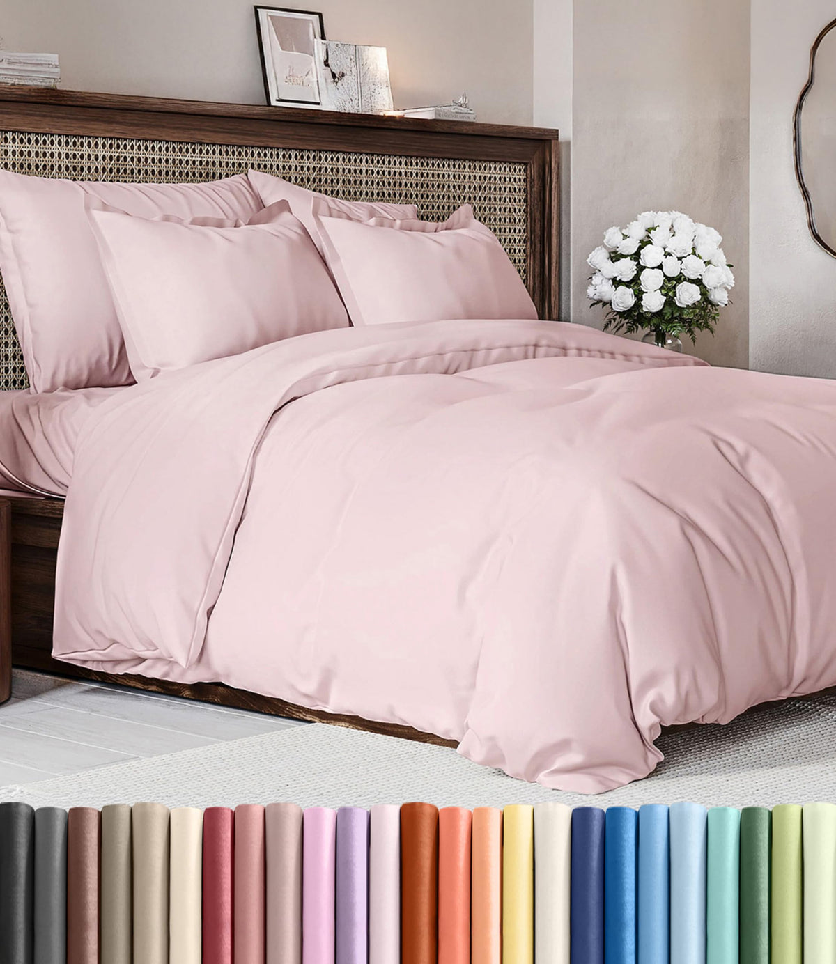 Duvet Cover Queen Size - Extra Soft 3 Piece with Zipper Closure - White