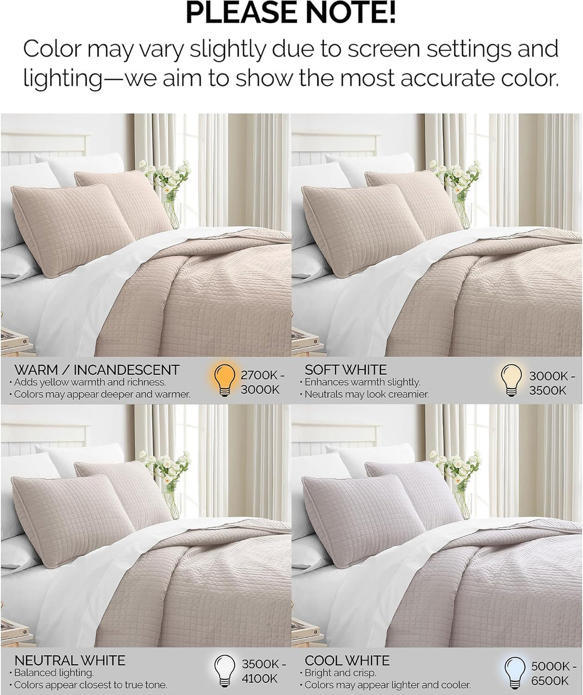 Queen Quilt Bedding Set with 2 Matching Quilted Pillow Shams, Natural Beige