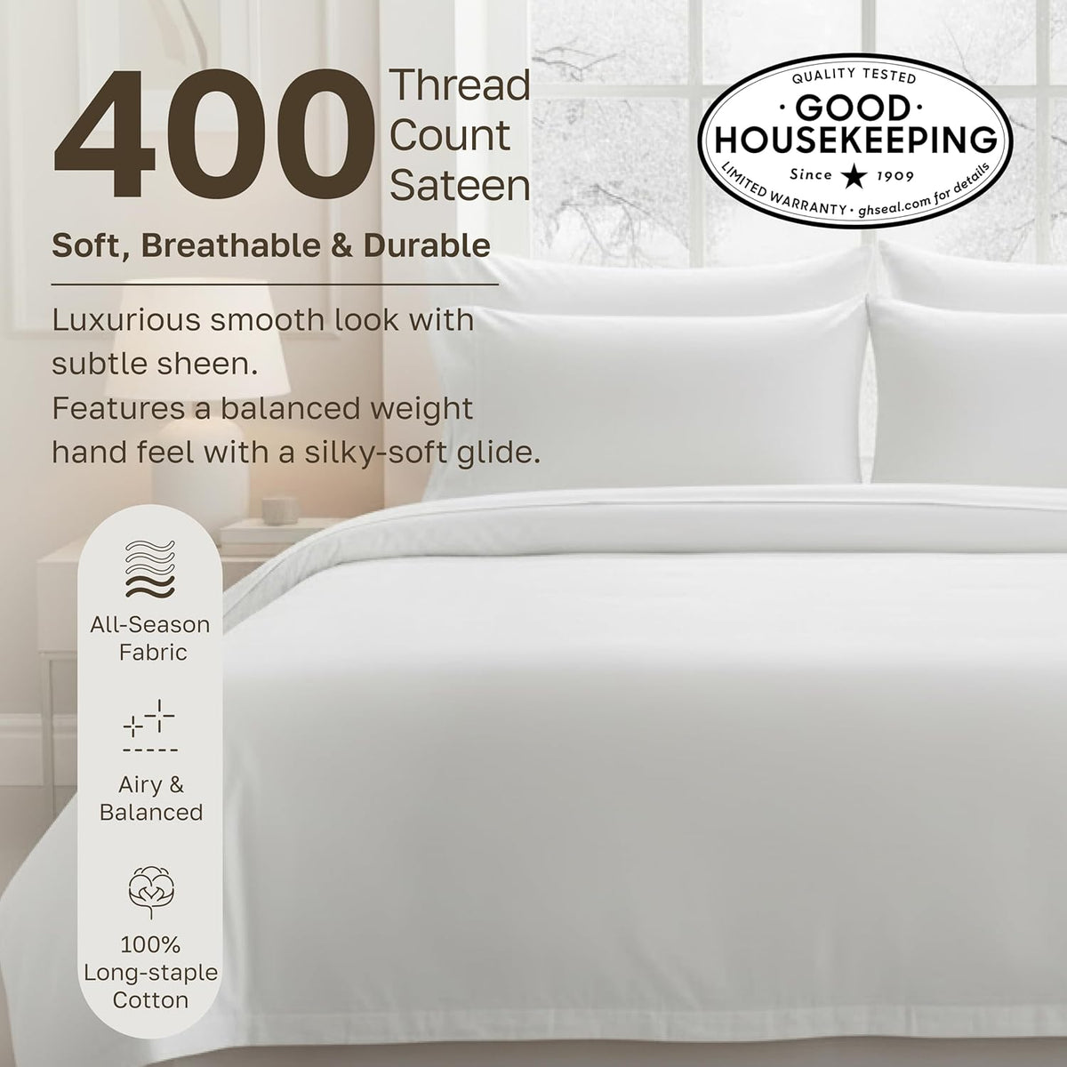California Design Den Luxury Duvet Cover Set King, Striped White