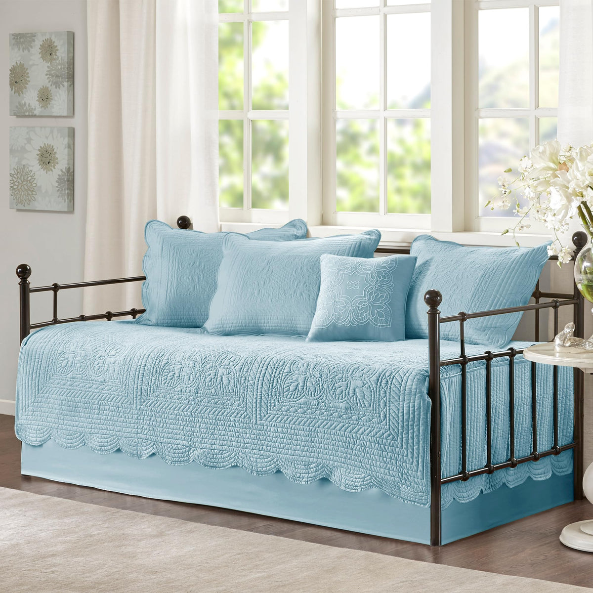Madison Park Coastal Damask Quilted Daybed Cover Set, 6PC, 39"x75"