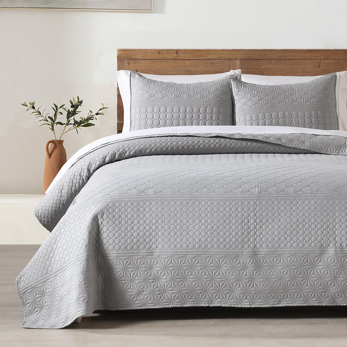 HORIMOTE HOME Quilt Twin Size Dusty Blue, Lightweight Quilt for Summer Ultra-Soft Microfiber Modern Style Quilted Clouds Pattern Bedspread Quit Set 2 Pieces (1 Quilt and 1 Pillow Sham)