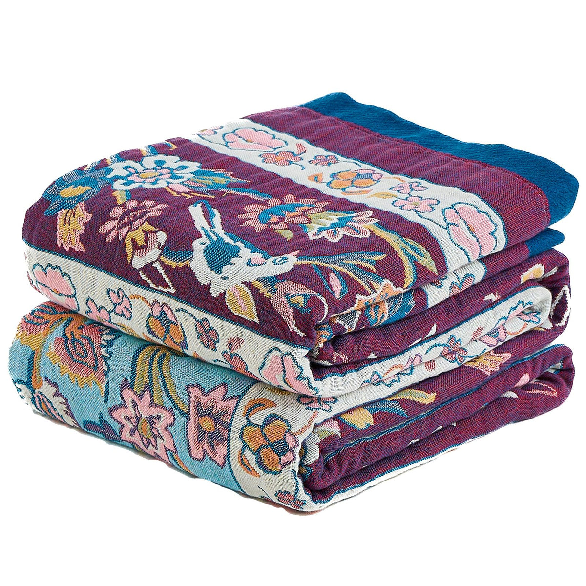 Floral Rustic Large Boho Throw Blanket 90"x98" Orange&Sage Green