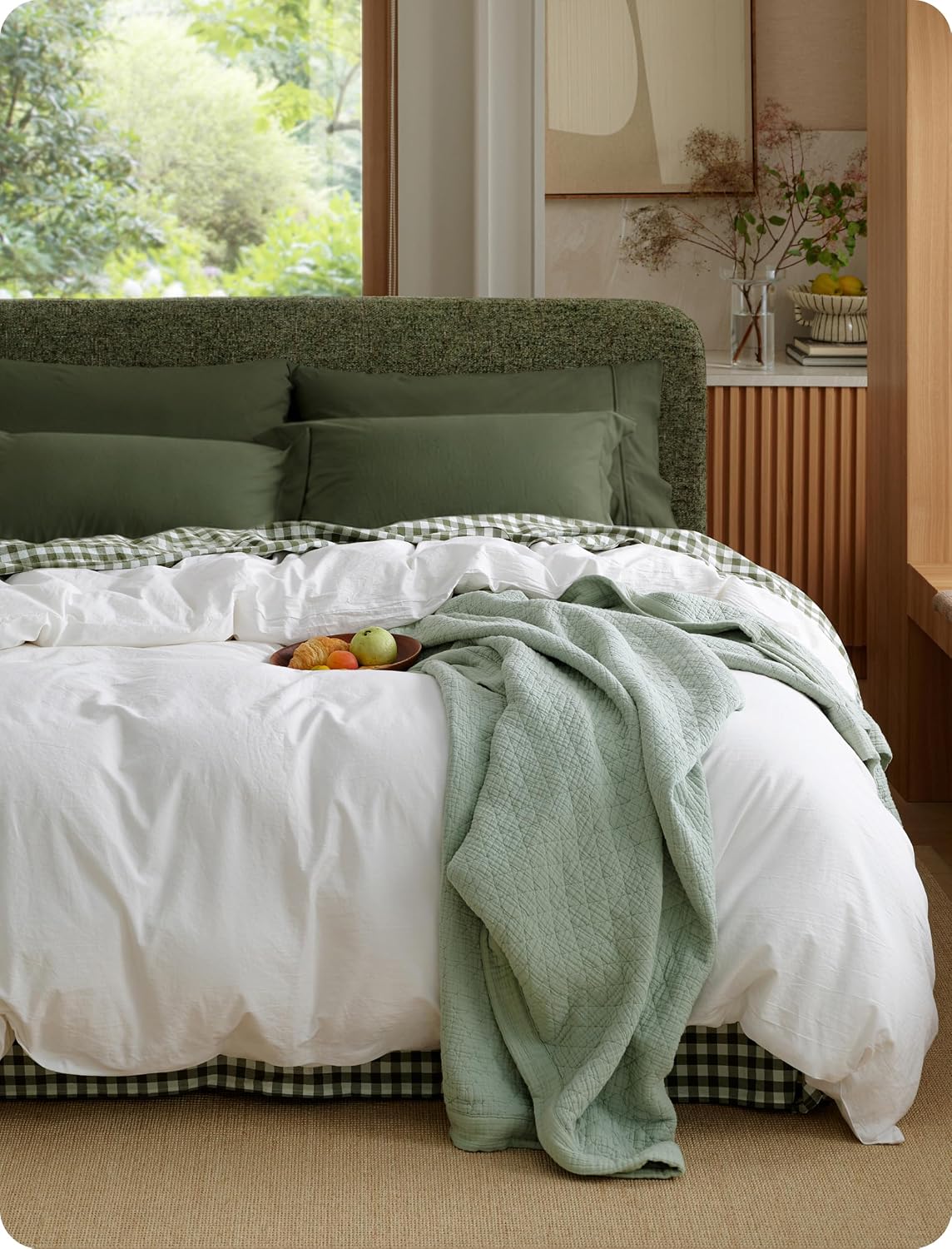 Bedsure PureWoven 100% Washed Cotton Duvet Cover Only, Queen, Natural White