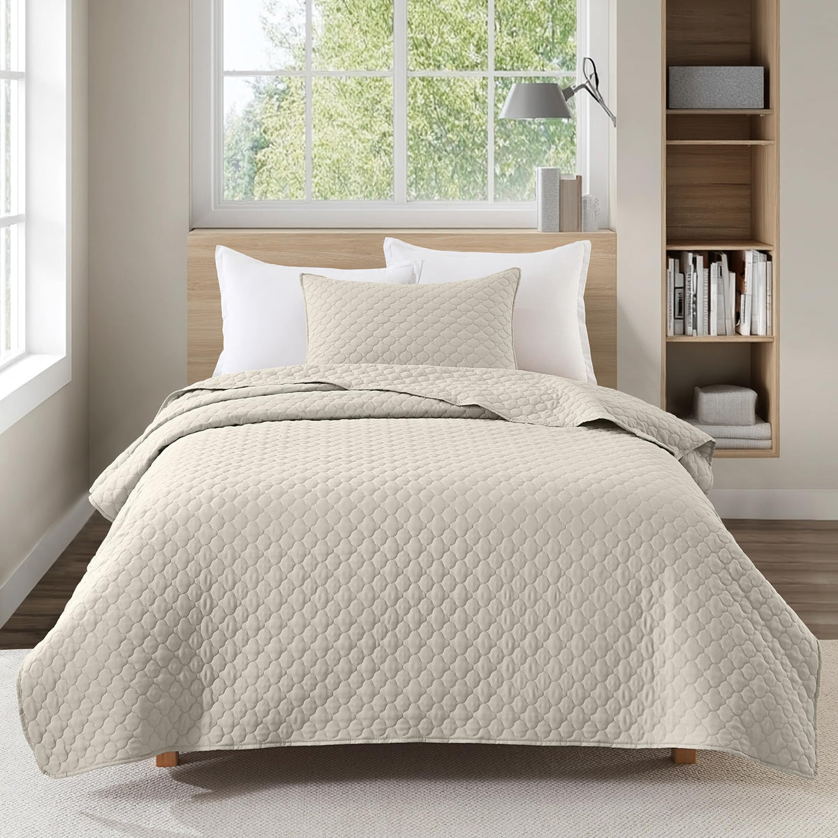 HORIMOTE HOME Quilt Twin Size Dusty Blue, Lightweight Quilt for Summer Ultra-Soft Microfiber Modern Style Quilted Clouds Pattern Bedspread Quit Set 2 Pieces (1 Quilt and 1 Pillow Sham)