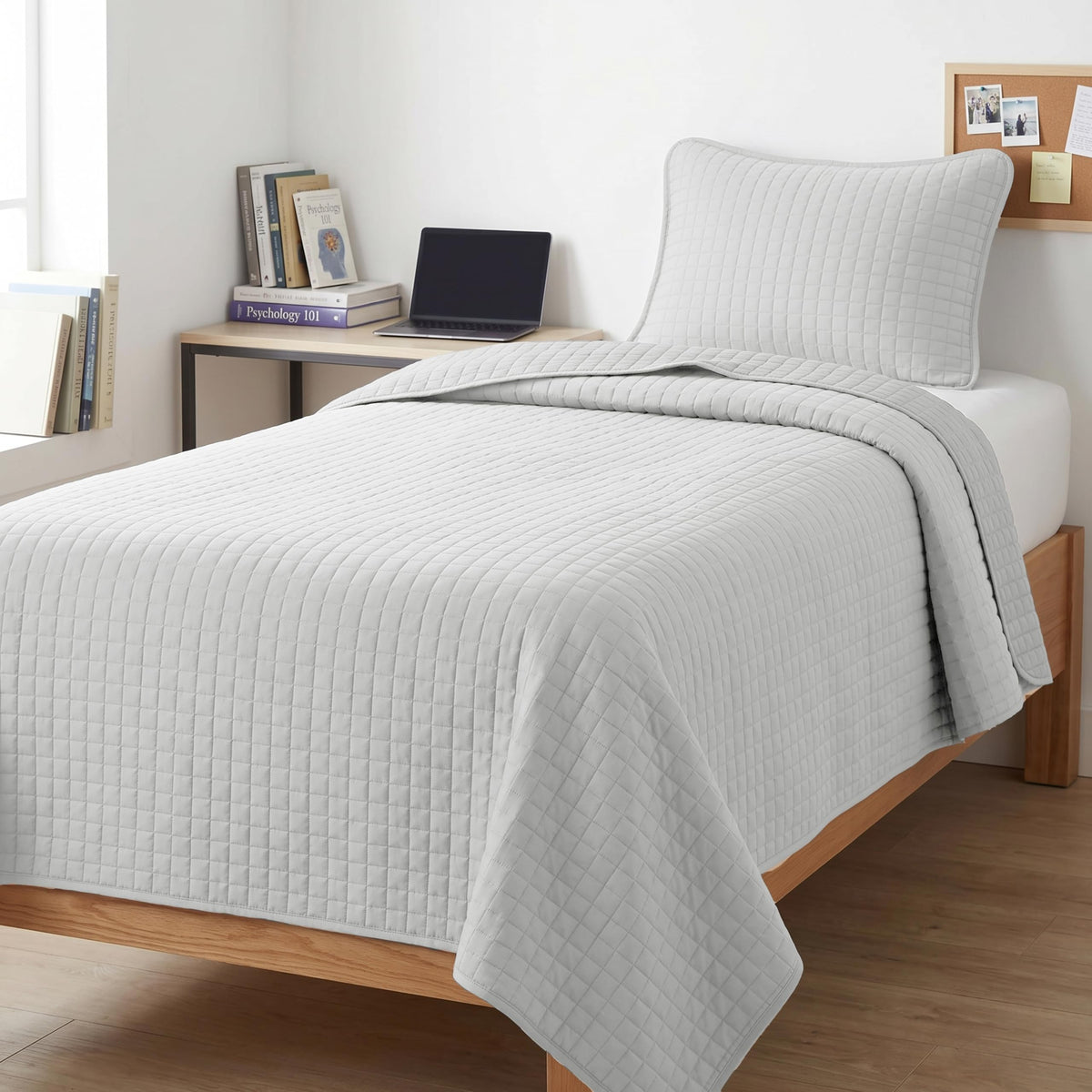 Queen Quilt Bedding Set with 2 Matching Quilted Pillow Shams, Natural Beige
