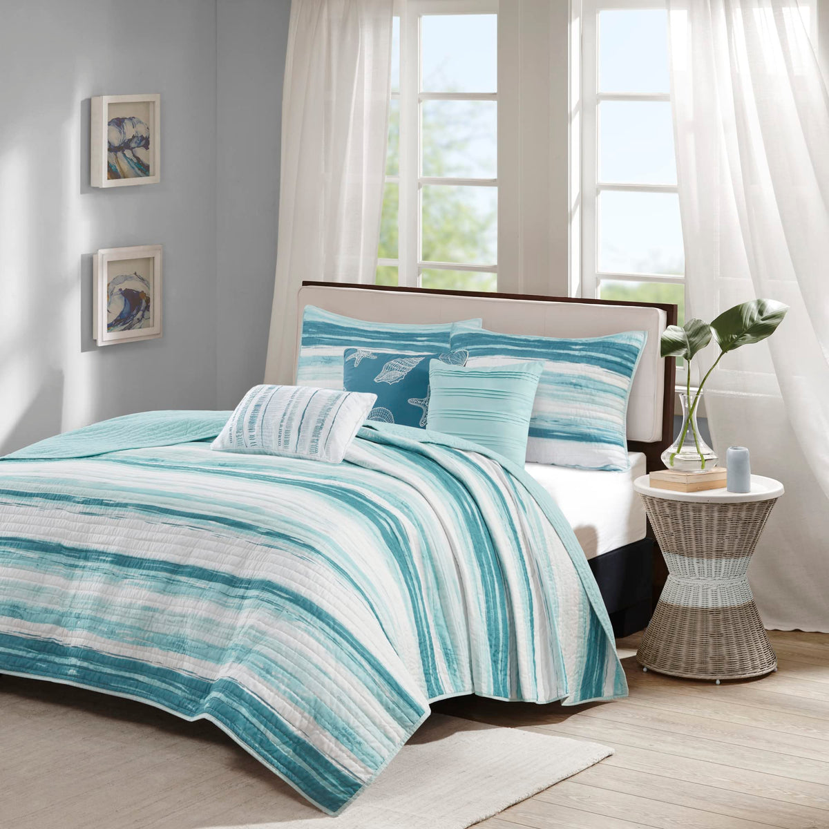Madison Park Cottage Coastal Quilt Set, 6PC King/Cal King Coverlet