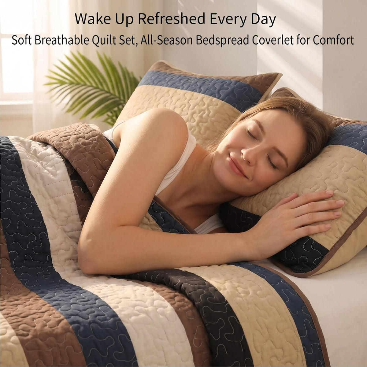 Whale Flotilla Reversible Camel Print Quilt King Size with 2 Pillow Shams